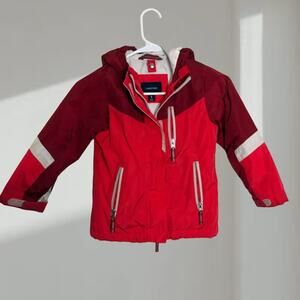 Lands’ End Jacket - Colorblock – Red/Burgundy (Youth Small)